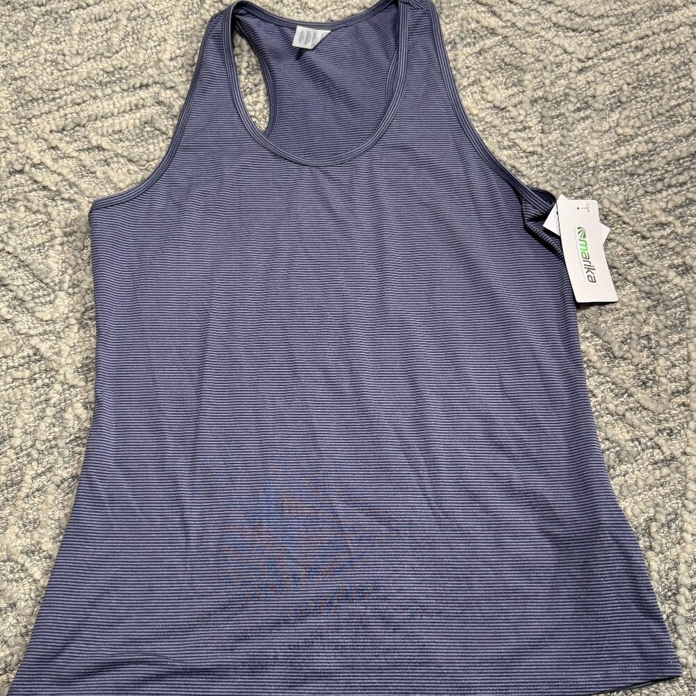 Marika athletic tank top NWT size Large blue & light blue stripe
